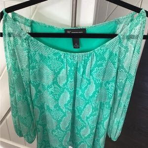 Green/silver Inc  cold shoulder blouse xsmall